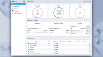 Kubuntu system monitor app with stats visible.-1