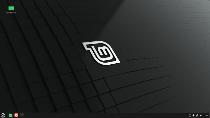 Visão geral da área de trabalho do Linux Mint.