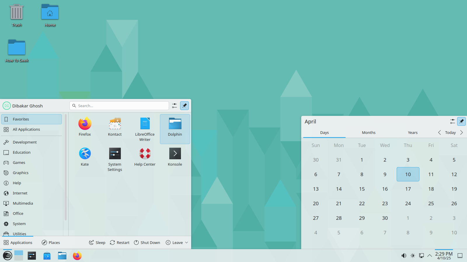 OpenSUSE Tumbleweed Application menu.