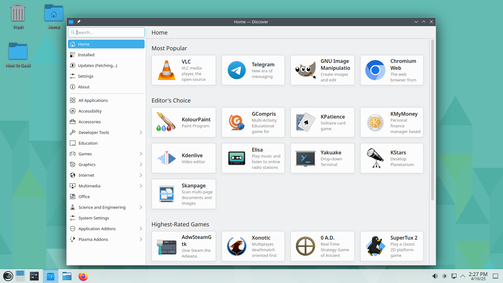OpenSUSE Tumbleweed software store Discover.