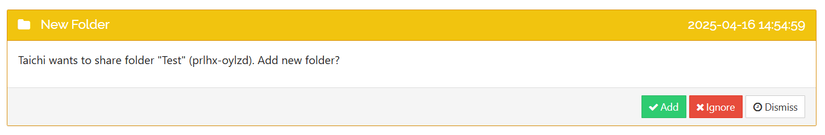 The new share popup in Syncthing.