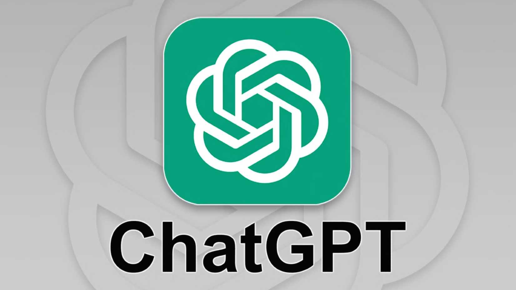 The ChatGPT logo on a gray embossed background.