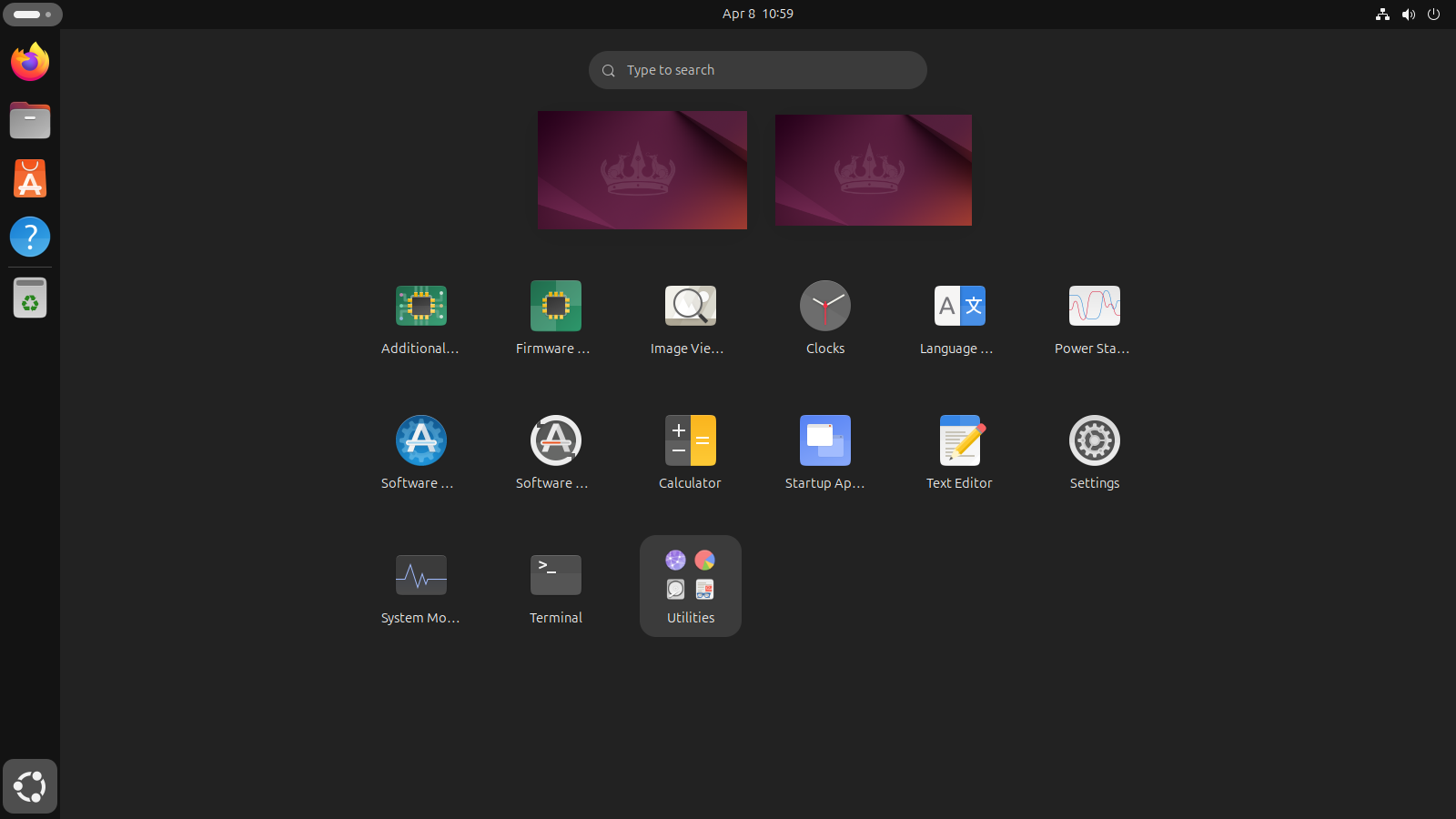 Ubuntu applications overview.