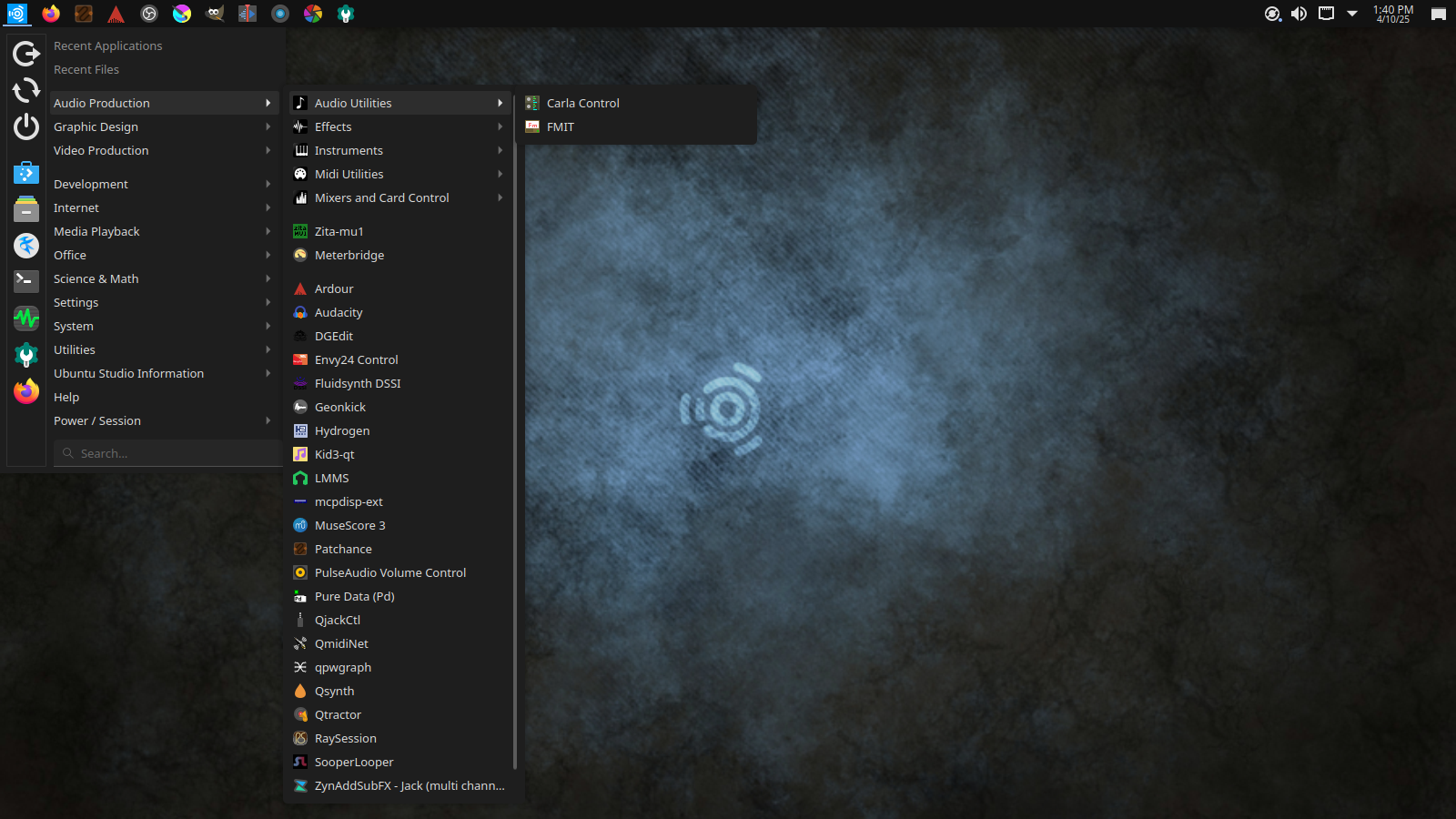Ubuntu Studio Application Menu similar to Windows XP.