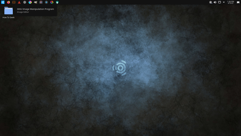 Visão geral da área de trabalho do Ubuntu Studio.