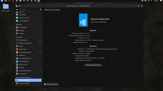 Ubuntu Studio Settings About page.