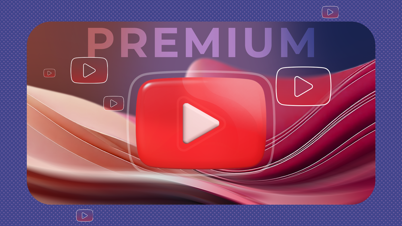 YouTube Premium logo with some curves in the background.