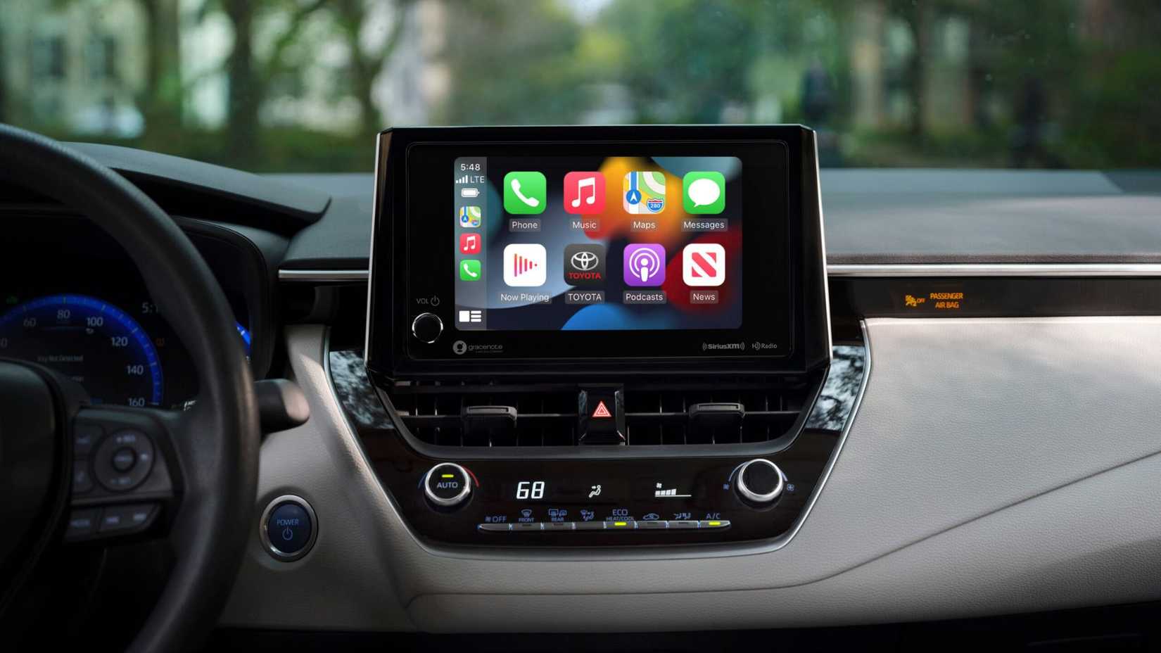 A close-up of the infotainment screen in the 2025 Toyota Corolla Hybrid.
