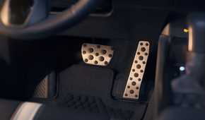 Close-up shot of the pedals in the 2026 Toyota Camry Nightshade.