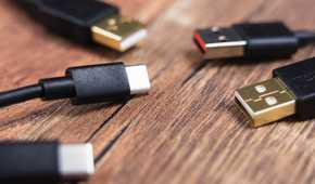 USB-A and USB-C connectors on cables.