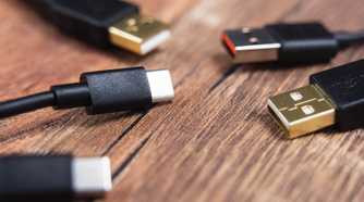 USB-A and USB-C connectors on cables.