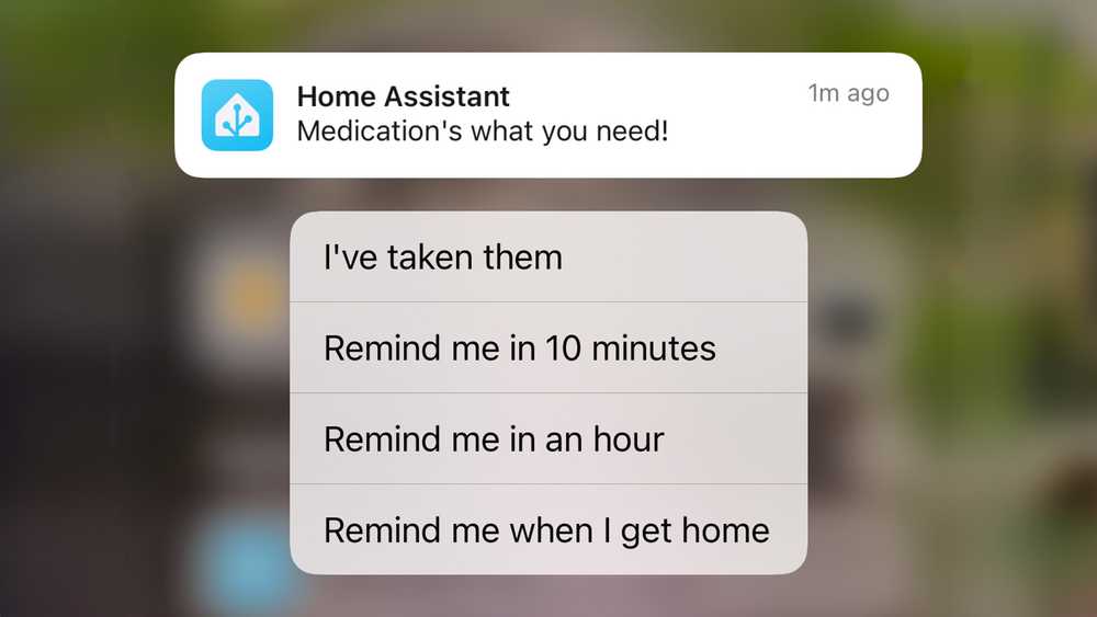 An actionable notification on iPhone with four response options