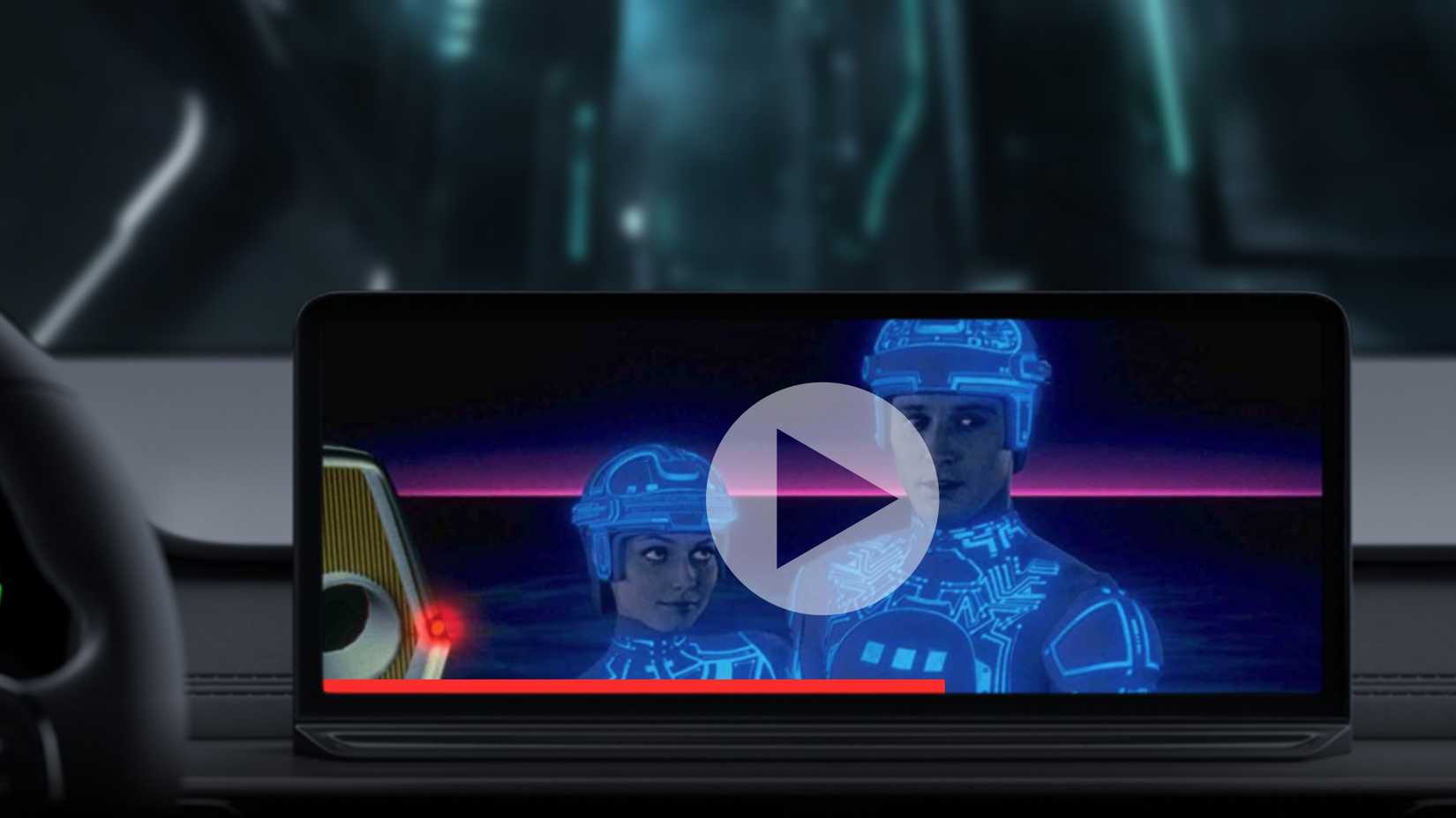 Android Auto screen with video playback.
