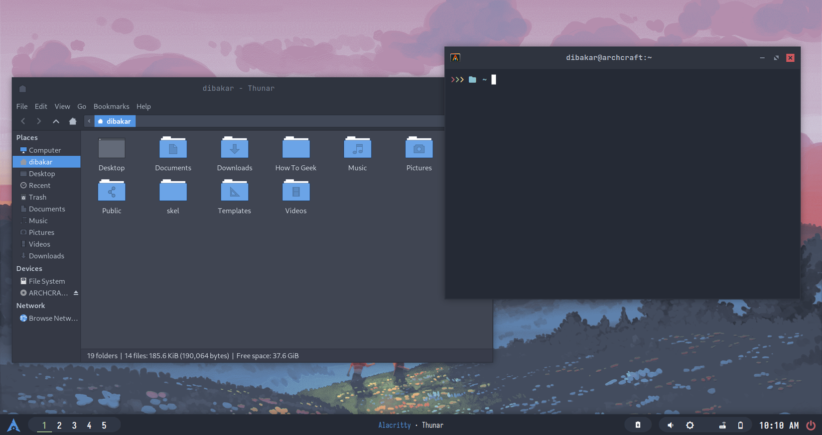 Archcraft running Openbox WM desktop overview of the Easy theme.