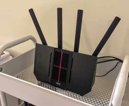 ASUS router on a shelf