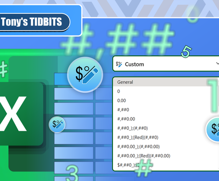 Интерфейс Excel с выделением пользовательских форматов и цифровых значений, логотип Excel слева.