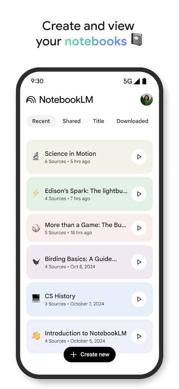 Google NotebookLM showing how to select different notebooks