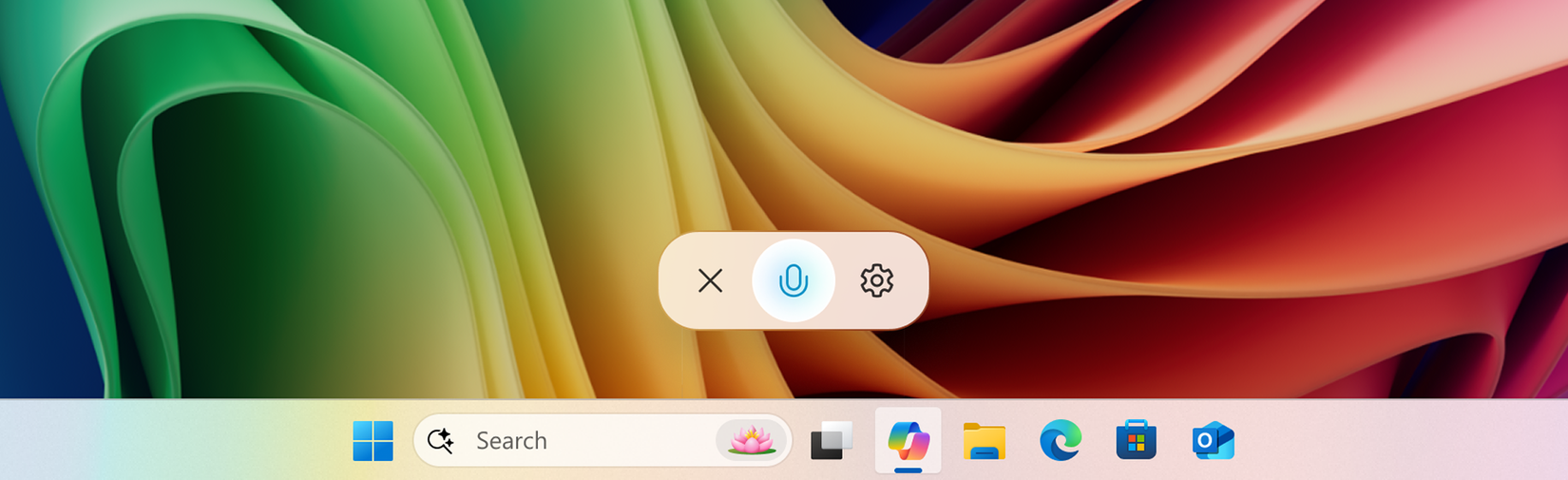 Indicador de voz do copiloto no Windows 11.