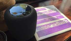 HomePod with a vinyl record.