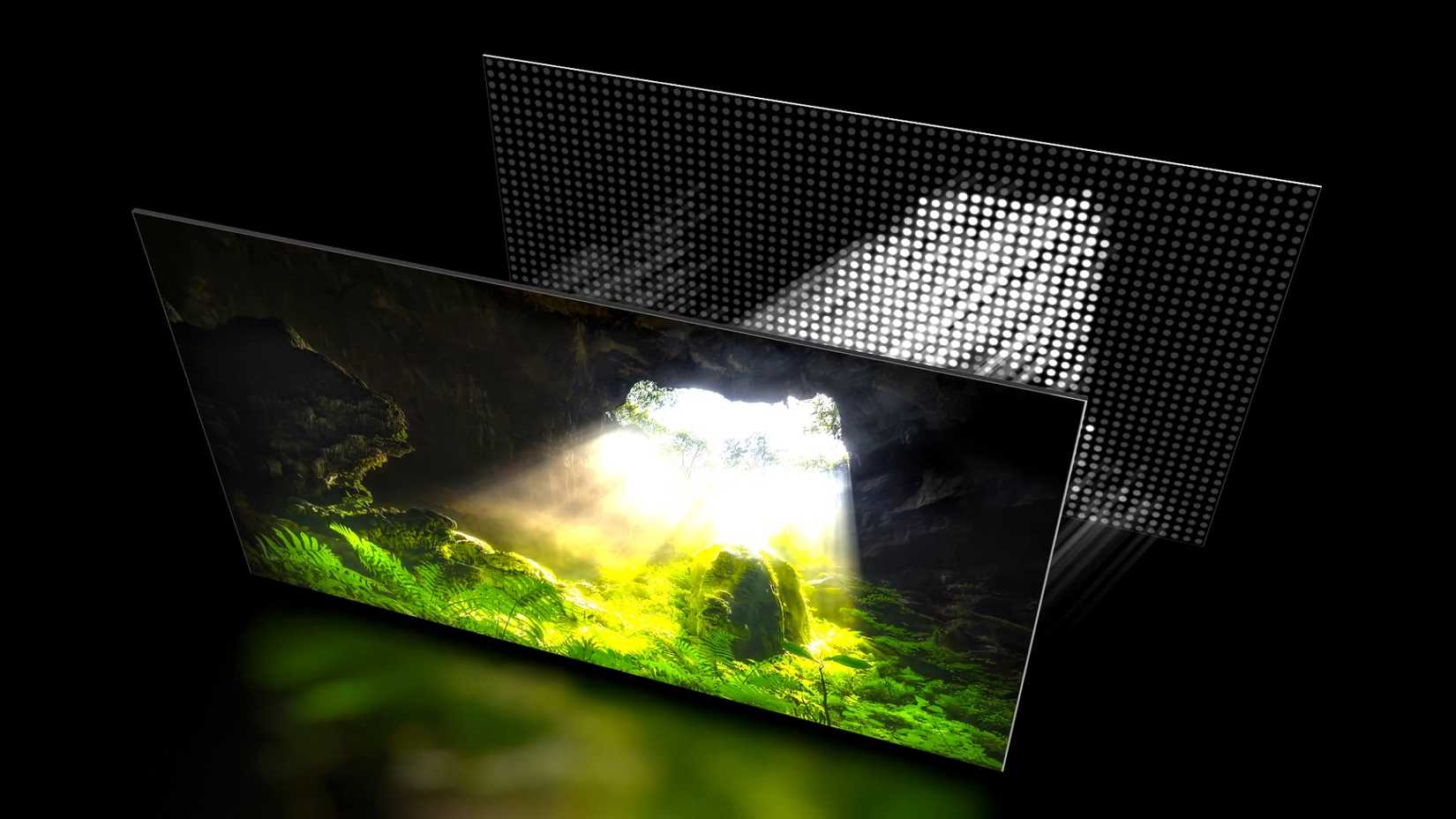 A Mini-LED TV showing full-array local dimming implementation. 