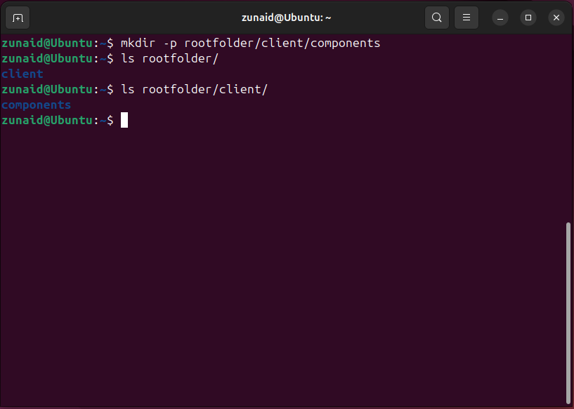 Создание сразу нескольких вложенных директорий в Linux.