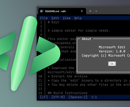 Microsoft Edit screenshot with logo.