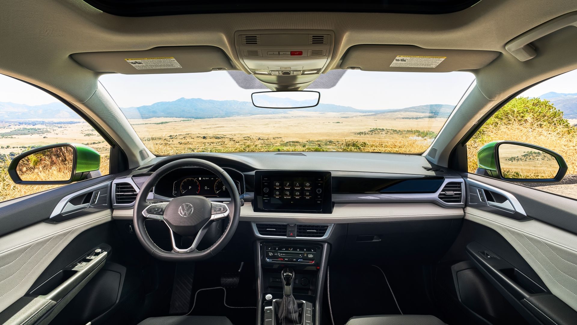 Interior shot of the dashboard in a 2025 Volkswagen Taos