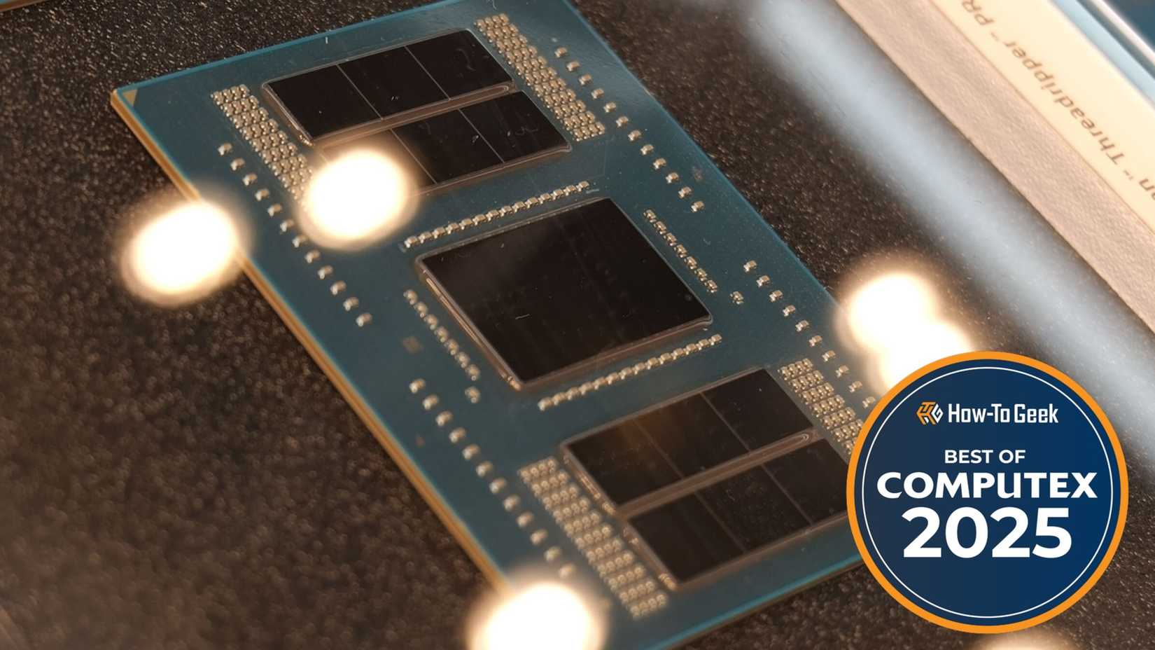 The AMD Threadripper 9000 processor on display at Computex 2025.