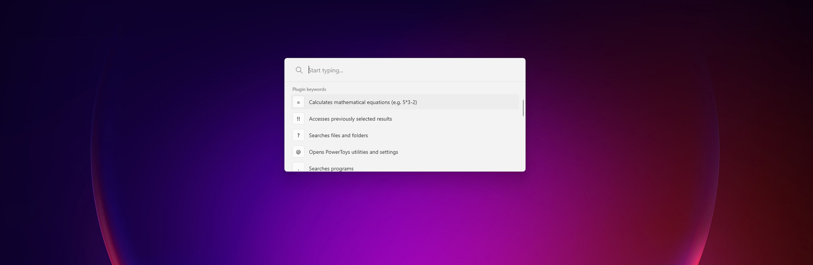 The default Command palette window.