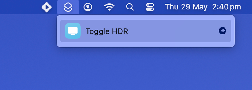 Toggle HDR via Shortcuts in macOS.