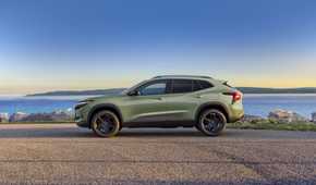 Static side profile shot of a 2024 Chevrolet Trax.
