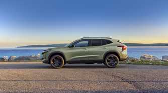 Static side profile shot of a 2024 Chevrolet Trax.