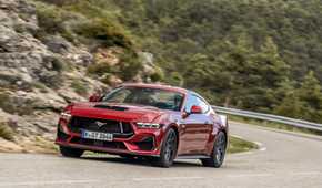 Front 3/4 action shot of a2024 Ford Mustang