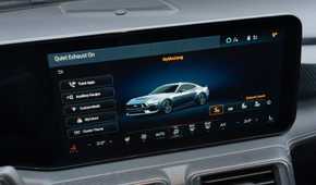 Close up of the infotainment screen in a 2024 Ford Mustang