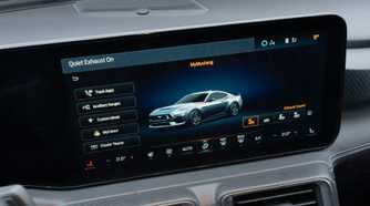 Close up of the infotainment screen in a 2024 Ford Mustang
