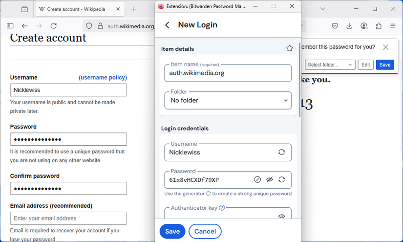 An example of how BitWarden can synchronize passwords between devices when you save it.