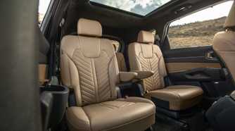 Interior shot of the rear seats in a 2026 Kia Sorento.