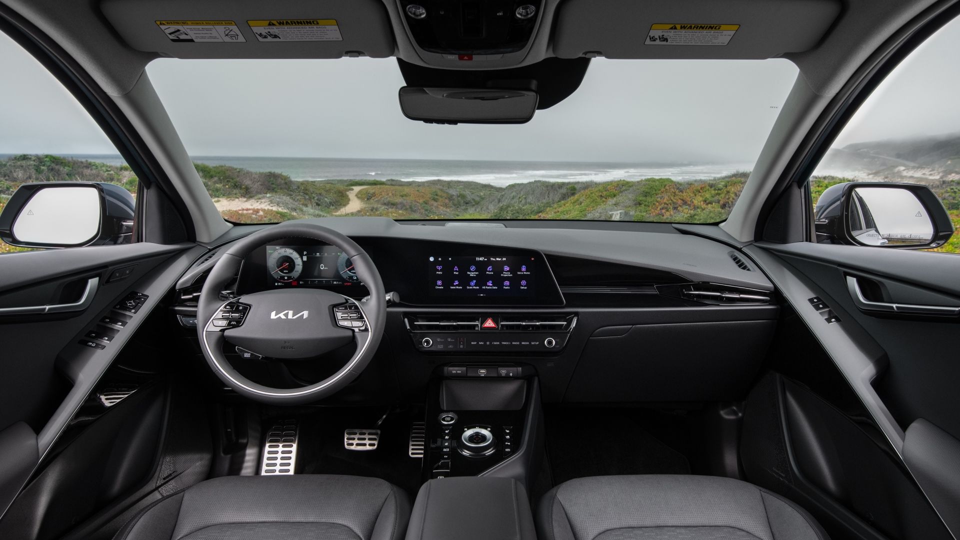 Interior shot of the dashboard in a 2025 Kia Niro