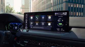 Close-up shot of the infotainment screen in a 2023 Honda Accord Touring.
