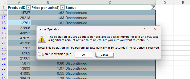 How to Delete Rows from a Filtered Range Without Crashing Excel