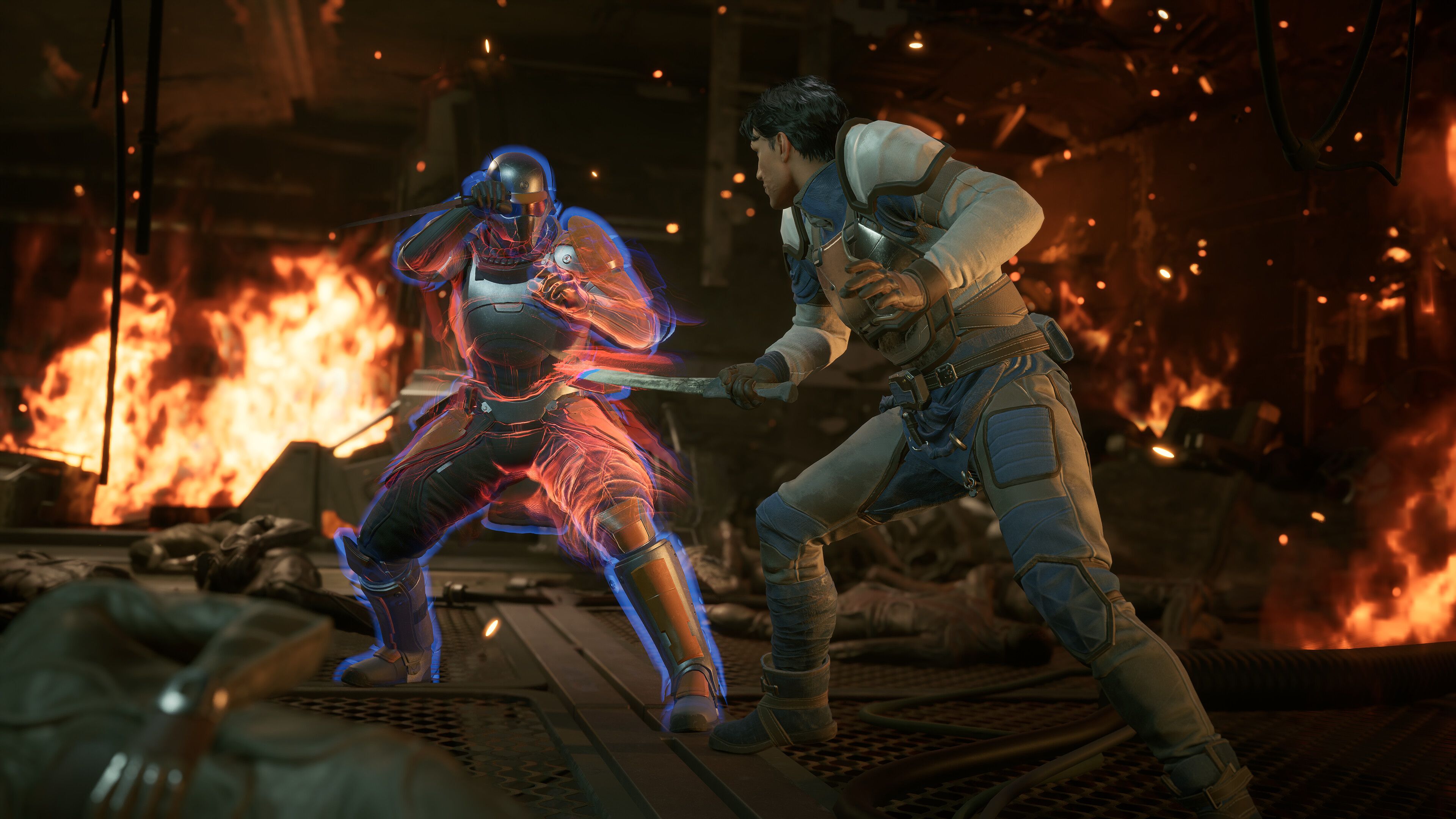 Two combatants dueling in Dune: Awakening.