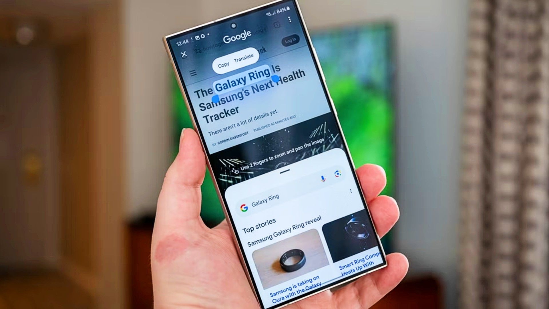 Google Circle to Search running on a Samsung Galaxy S24 Ultra.