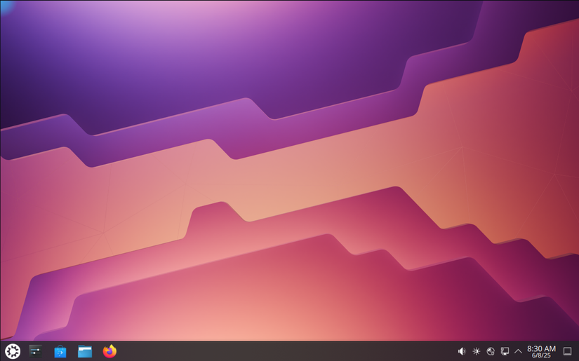 Kubuntu 25.04 Desktop com uma barra de tarefas visível.