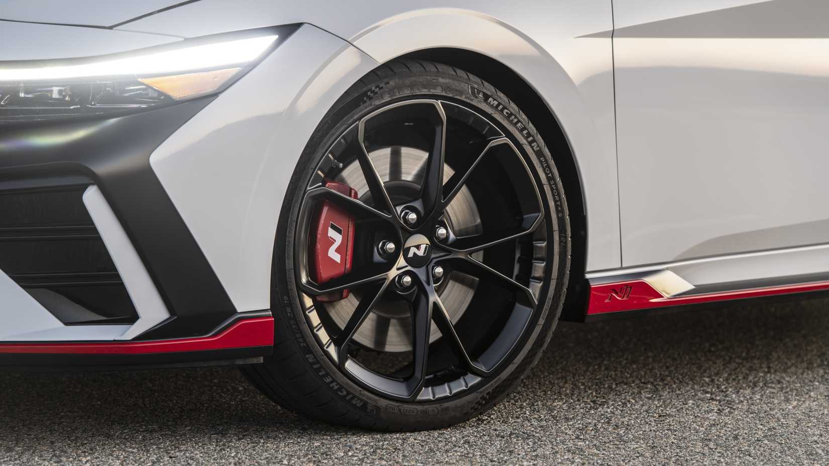 Close up of the wheels on a 2025 Hyundai Elantra N