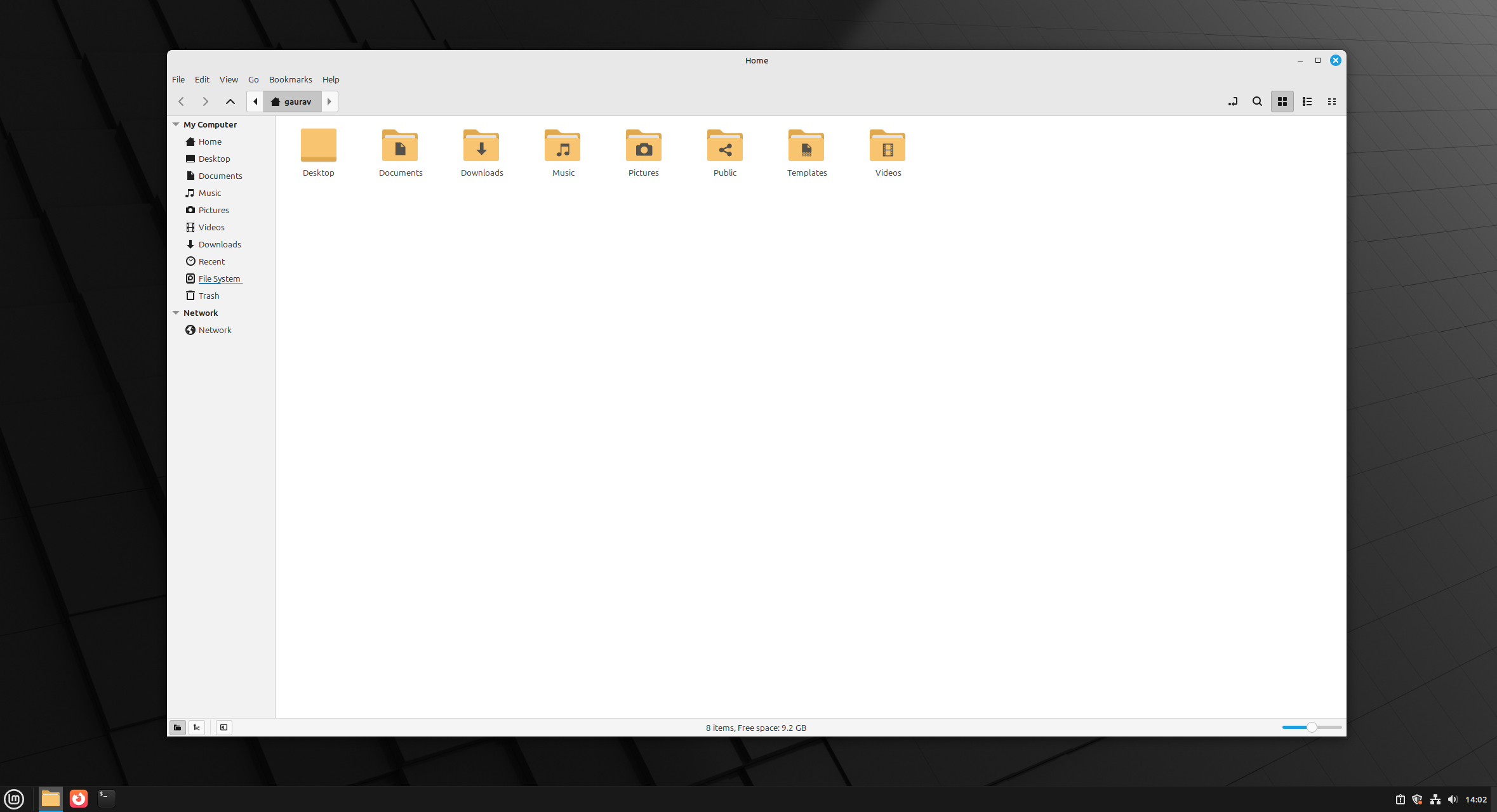 A screenshot showing Linux Mint Cinammon file manager.