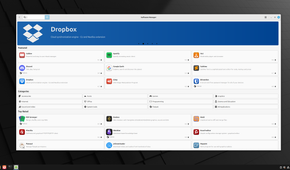 A screenshot showing Linux Mint Cinammon software manager.