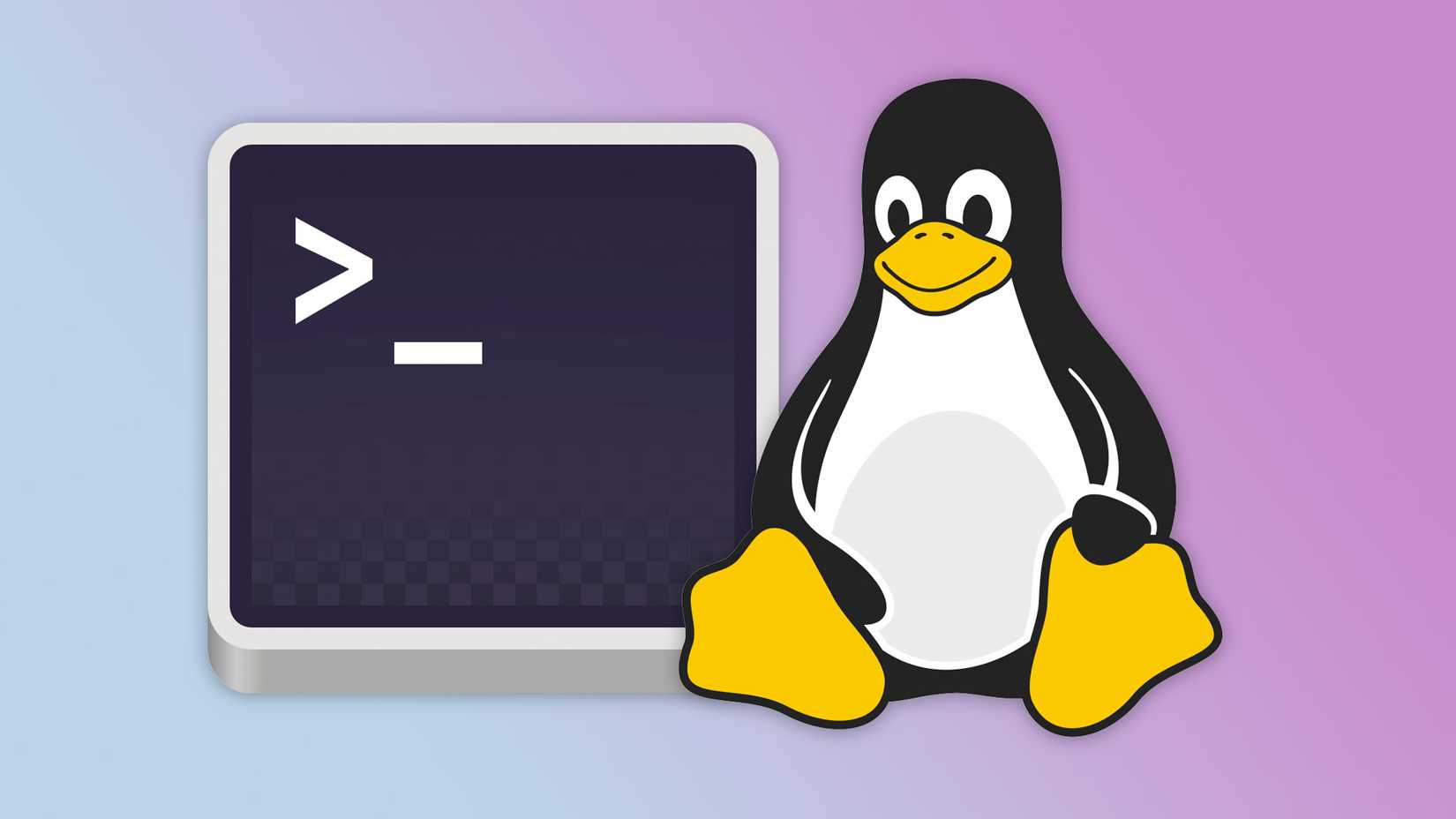 Tux the penguin with a Linux terminal.