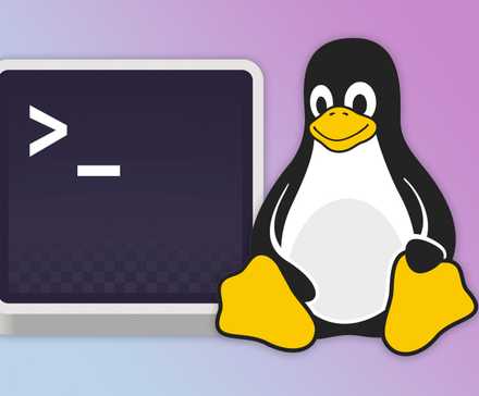 Tux the penguin with a Linux terminal.