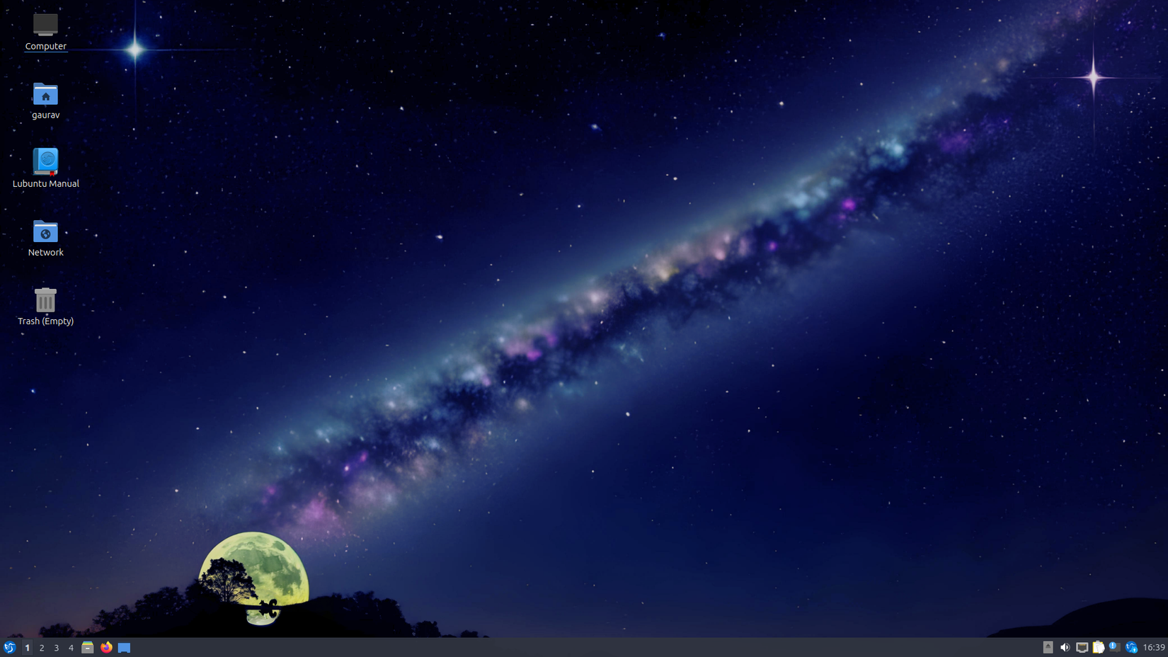 Uma captura de tela mostrando a área de trabalho do Lubuntu.