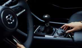 Close up of the center console in a 2025 Mazda 3